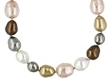 10-14MM MANMADE ORGANIC ENHANCED COLORS MOTHER OF PEARL STERLING SILVER NECKLACE