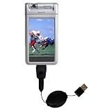 Retractable USB Cable for the Sony Clie NR70 with Power Hot Sync and Charge capabilities - Gomadic Brand w/ TipExchange Technology