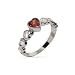 Pretty Red CZ Heart Linked Sterling Silver Ring