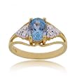 Genuine Blue Topaz and Diamond Cocktail Ring in Yellow Gold