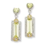 Sterling Silver & Vermeil Light Green CZ Post Earrings