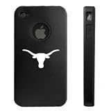 Apple iPhone 4 4S 4G Black Aluminum & Silicone Case Texas Longhorns