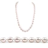 AugustinaJewelry Single Strand 22 Inch 10-11mm white Oval Shape Freshwater Cultured Pearl Necklace