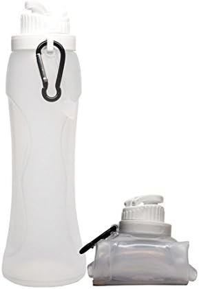 Henglian Collapsible Water Bottle, Leak Proof Silicone Foldable Sports Bottle, Great for Everyday Use, Outdoors and Travel (White, 17 Oz)
