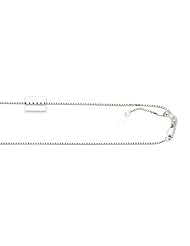 14kt White Gold 22 Inch Diamond Cut Adjustable Box Chain with Lobster Clasp and Small Heart Charm