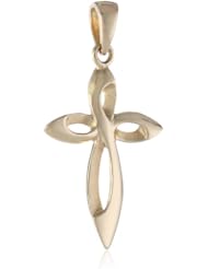 14k Gold Cross 5.8mm Wide Pendant Charm