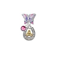 Jewelry: Horseshoe with Gold Tone Trinity Knot Butterfly Charm Bead Dangle with Crystal Drop - Delight & Co.