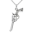 Sterling Silver Hand Gun Necklace