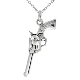 Sterling Silver Hand Gun Necklace