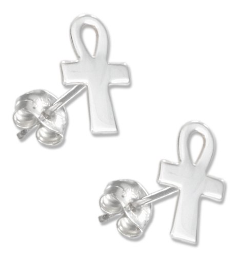 Sterling Silver Mini Ankh Earrings on Posts.