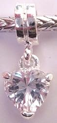 Silver Plated Charm Dangle Fits Pandora Glass Crystal Heart Pendant (3)