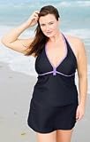 Colorblock Plus Size Halter Tankini Top - Women's Swimwear Plus Size Swimsuits