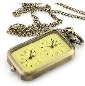 Vintage Style Bronze Quartz Pocket Watch Dual Double Time Zone by Polka-Dotsy
