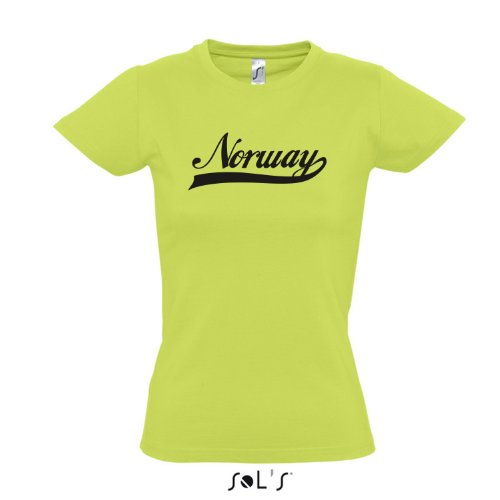 Damen T-Shirt – Norway Oldschool Norwegen LÄNDERSHIRT EM / WM FAN Trikot S-XXL , Apple green – schwarz , XXL