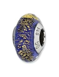 Sterling Silver Blue/Gold Italian Murano Charm