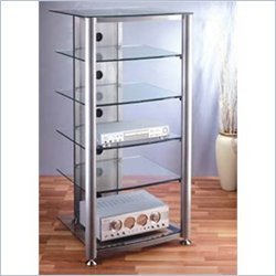 Silver Frame , Frosted Shelves VTI RGR-406 6 Shelf Silver Glass Audio Rack