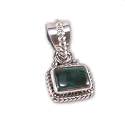 Malachite Sterling Silver Small Rectangle Pendant - Silver Peace (TM)