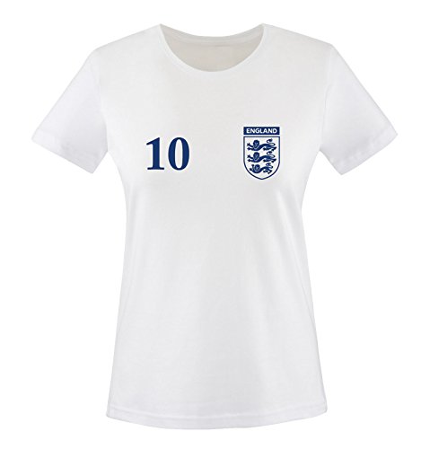 TRIKOT – ENGLAND – 10 – Damen T-Shirt – Weiss / Blau Gr. XS