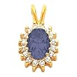 14K Yellow Gold Iolite and Diamond Pendant