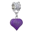 Soufeel Purple Heart Shaped with Lines and Flower Head Dangle Style Silver Plated European Charm Beads Fit All Pandora/troll/chamilia Bracelets