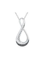 Black and White Diamond Infinity Pendant Necklace in Sterling Silver with Chain