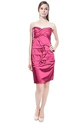 A-line Strapless Pleated Ruched Acetate/Elastane/Polyamide/Sateen Cocktail  Dress