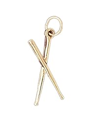 CleverEve Designer Series 14K Gold Charm 3-D Musical Instruments Drum Sticks 0.9 - Gram(s)