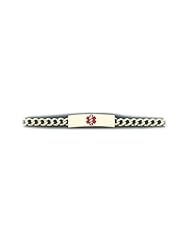 10K Yellow Gold Medical Alert ID Curb Chain Bracelet - Length 7 Inch