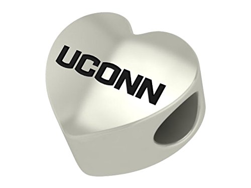 Connecticut Huskies UCONN Sterling Silver Heart Bead Fits Most European Style Charm Bracelets