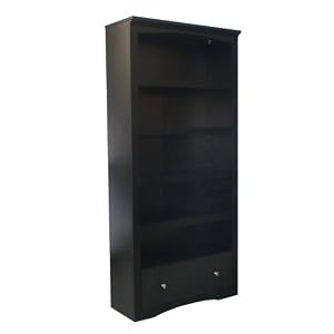 5 Shelf Bookcase with Drawer - Black