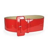 Ladies High Waist Wide Patent Fashion Plain Leather Belt Size: S/M - 32 Color: Red