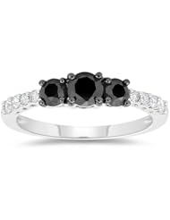 1/2 (0.46-0.55) Cts Black & White Diamond Ring in 10K White Gold