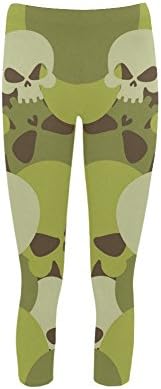 TBeautty Custom Womens Camouflage Army Skeletons Capri Leggings Skinny Exercise Pants