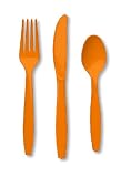 Creative Converting Premium Plastic Cutlery (Fork, Spoon, Knife) Assortment, Sunkissed Orange Color, Package Of 24,   (Pack of 12)