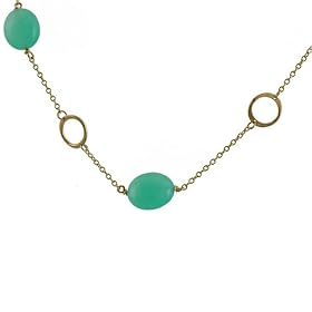 SHAESBY- Baroque Circle Chrysoprase Necklace by Chrysoprase