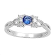 Sterling Silver Ring - Clear CZ and Round Blue Sapphire - Prong Set - 6 mm x 2 mm - Sizes 4-9 Sterling Silver Ring - Clear CZ and Round Blue Sapphire - Prong Set - 6 mm x 2 mm - Sizes 4-9