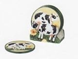 COW 5 Piece Coaster Set w/ Coaster Holder *NEW*!