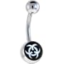 Black and White Biohazard Symbol Logo Belly Button Ring