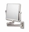 Wall Mount Double Arm Square 3X/1X Magnifying Mirror , Brushed Nickel