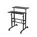 SDADI 2 Inches Carpet Wheels Mobile Standing Desk Stand Up Desk Height Adjustable Home Office Desk with Standing and Seating 2 Modes 3.0 Edition, Black S001BFBT