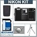Nikon Coolpix S1000PJ 12.21 Megapixel Digital Camera Kit,- Black - with 4GB SD Memory Card, Camera Case, 2 Year Extended Service Coverage, Table Top Tripod,