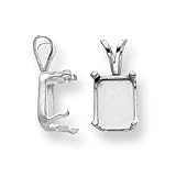 2 St Silver 4 Prong Emerald Cut Snap In Pendant Setting