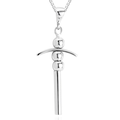 Unique Ball and Bar Anchor Pendant Necklace Sterling Silver