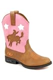 Roper Girls Cute Pink Tan Motion Light Bronco Boots Toddler Kids 9-3