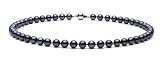 AA+ Quality, 16-inch, 7.0-7.5 mm, Black Akoya Pearl Necklace, 14k White Gold Clasp