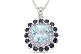 7 3/4 Carat Sky Blue Topaz, Tanzanite and Iolite Sterling Silver Pendant w/Chain