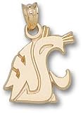 Washington State Cougars Solid 10K Gold ''WSU'' Cougar Head 9/16'' Pendant