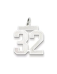 The Jersey Medium Jersey Style Number 32 Pendant in Sterling Silver