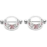 Butterfly Nipple Bar Body Jewelry Pair Pink