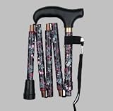 Foldable Adjustable Walking Stick Cane with Derby Handle, Aluminum